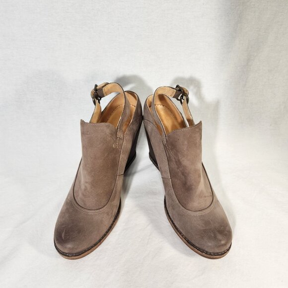 TIMBERLAND Marge Suede Slingback Bootie Taupe Gray Leather Block Heel Size 10. - Picture 3 of 16